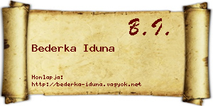 Bederka Iduna névjegykártya
